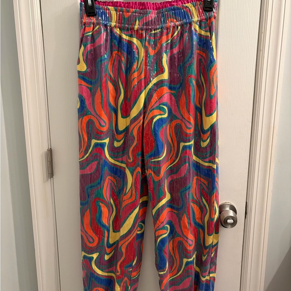Designer Alden Adair 70s Retro Glam Inspired Elton Pants Wonderland Sequin NWT - Picture 2 of 9